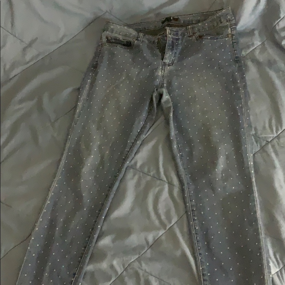Blue polka dotted jeans